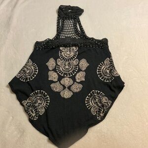 Free People halter top, XS gray with white design